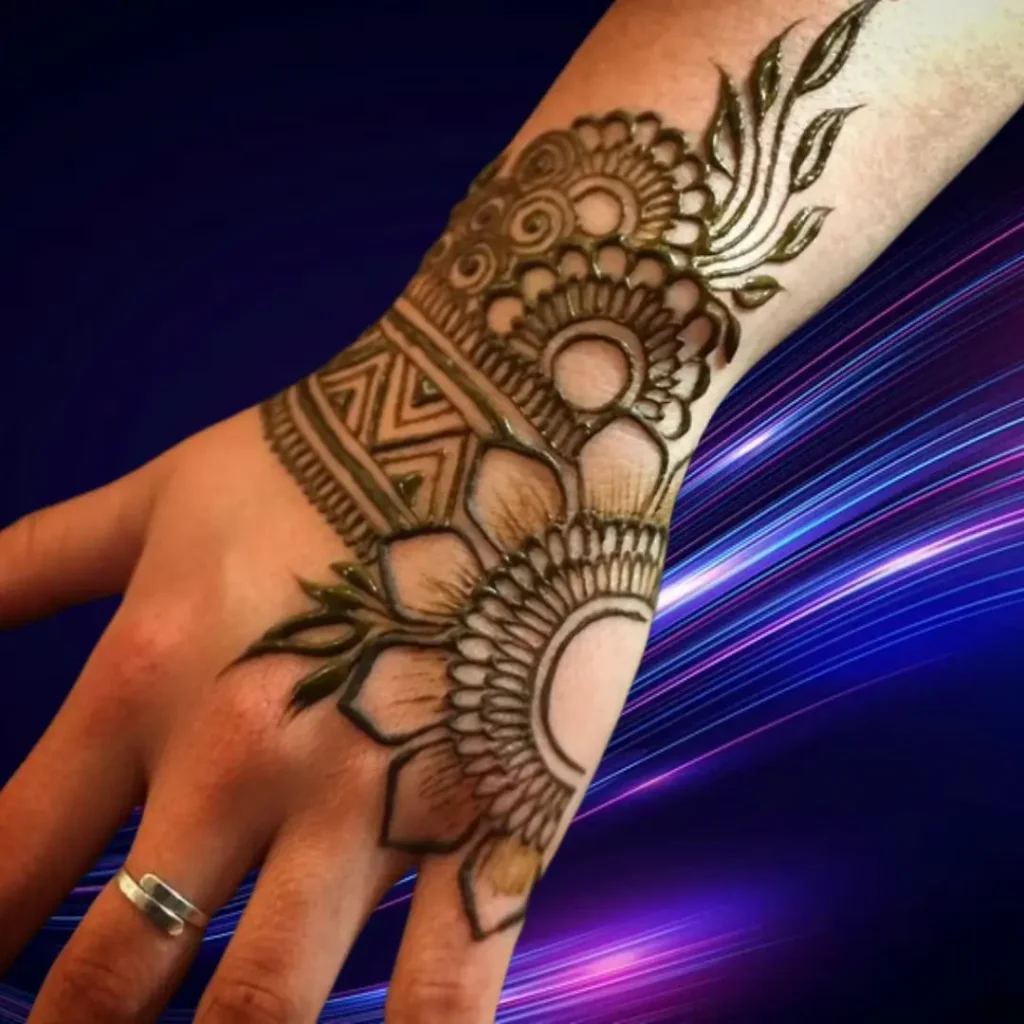 Stylish Mehndi Design For Left Front Full Hand